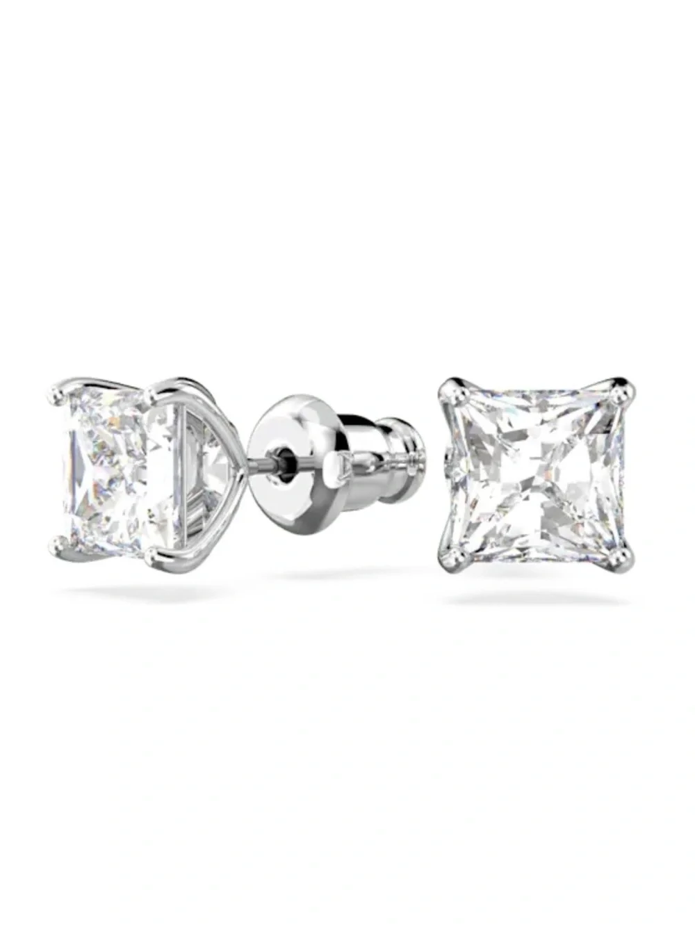 Swarovski Stilla Attract Stud Earrings Square Cut White Rhodium Plated
